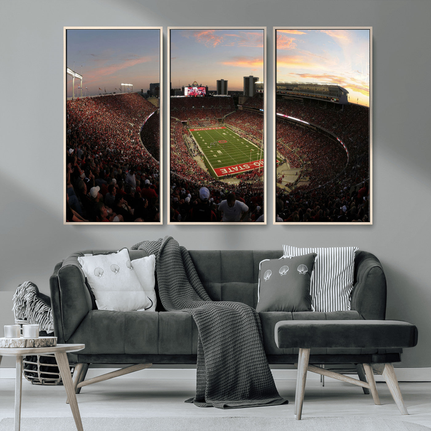 MGV-FC-48X32-3P - Ohio State University Buckeyes Football Team Print - Columbus Ohio Stadium Wall Art Canvas Print