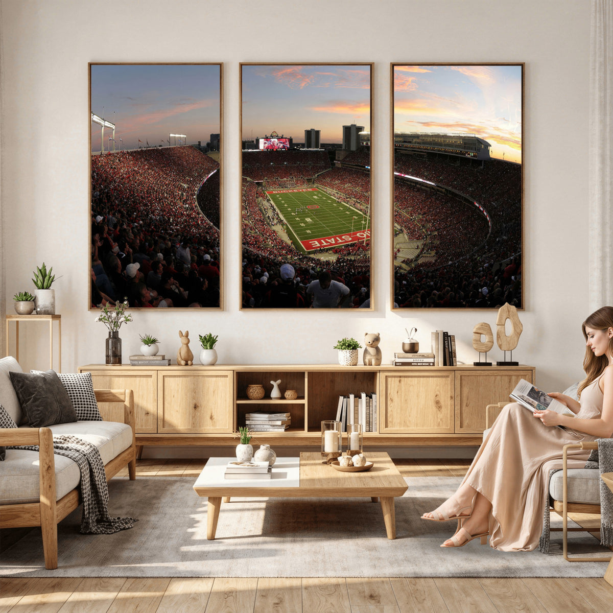 28825-PAN-FL-20X10 - Ohio State University Buckeyes Football Team Print - Columbus Ohio Stadium Wall Art Canvas Print