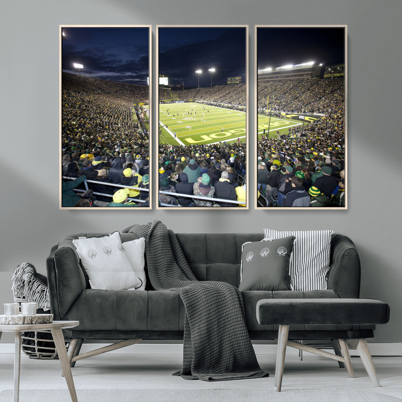 MGV-FC-48X32-3P - University of Oregon Ducks Football Team Print - Eugene Autzen Stadium Wall Art Canvas Print