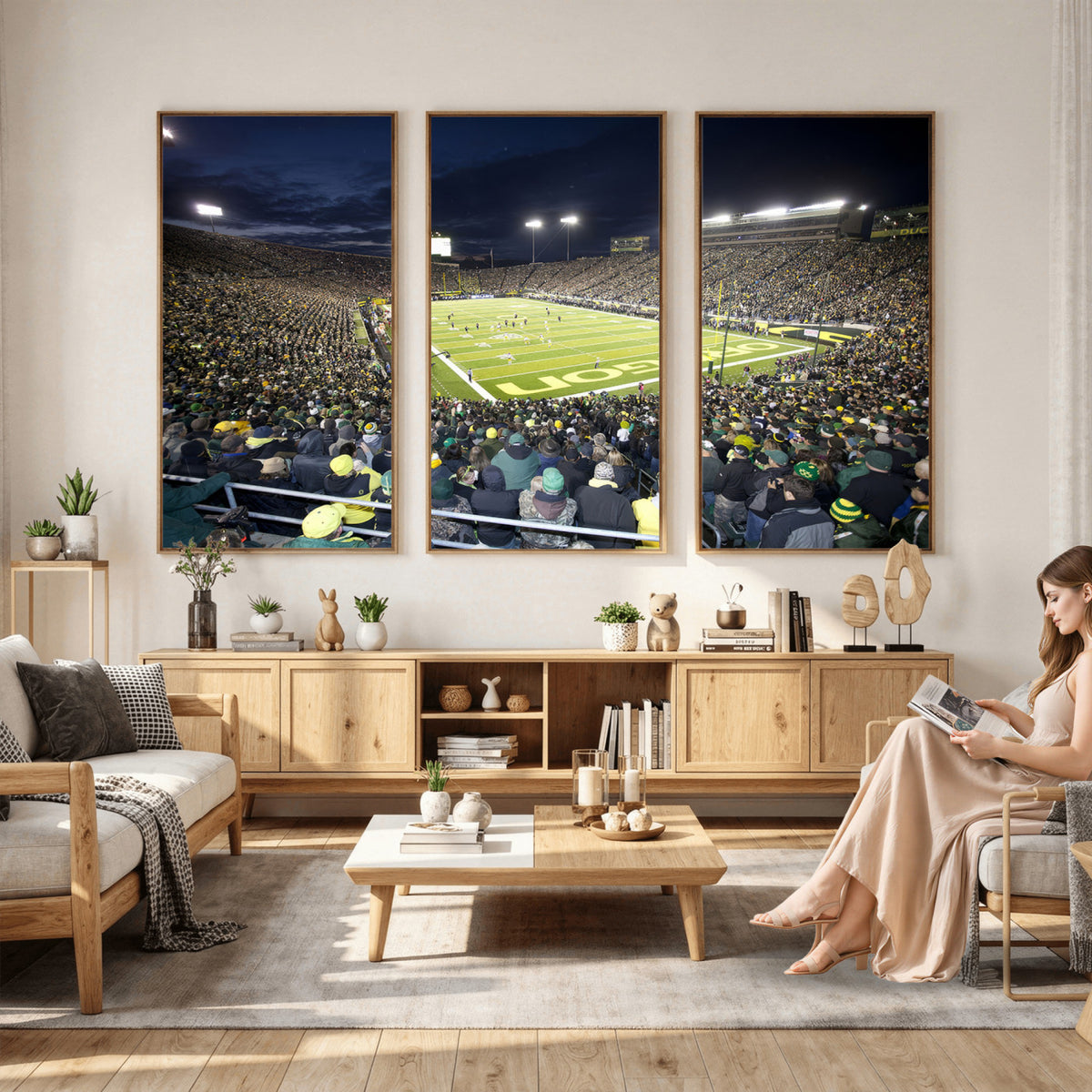 48756-PAN-FL-20X10 - University of Oregon Ducks Football Team Print - Eugene Autzen Stadium Wall Art Canvas Print