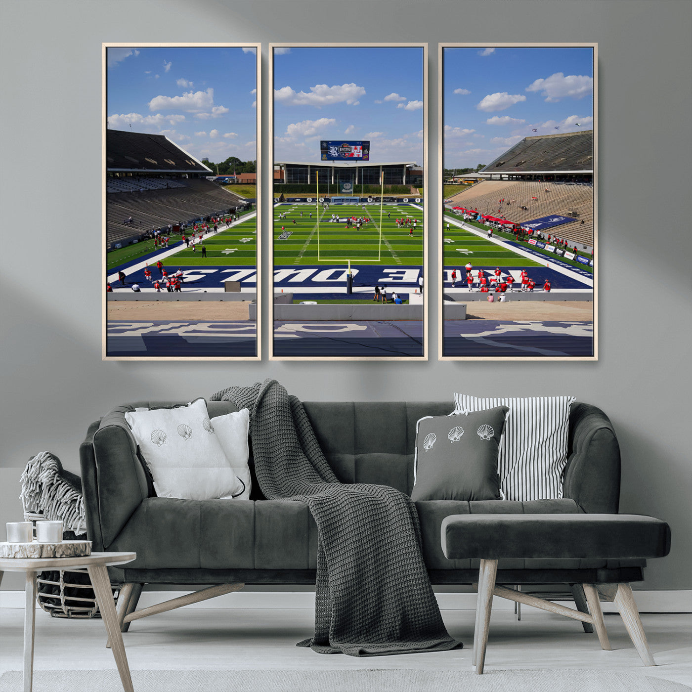 MGV-FC-48X32-3P - Rice University Owls Football Team Print - Houston Rice Stadium Wall Art Canvas Print