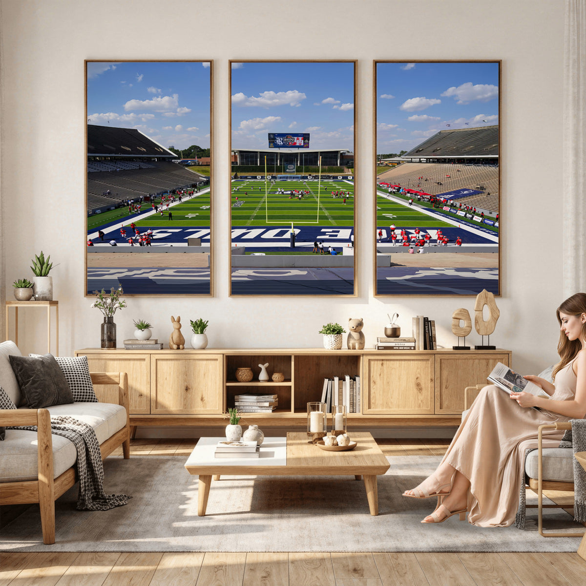 92248-MGV-CV-36X24 - Rice University Owls Football Team Print, Houston Rice Stadium