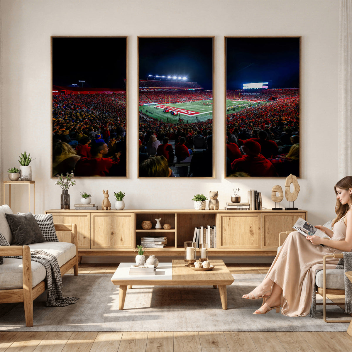 18115-PAN-FL-20X10 - Rutgers Scarlet Knights Football Team Print - SHI Stadium, Piscataway Wall Art Canvas Print