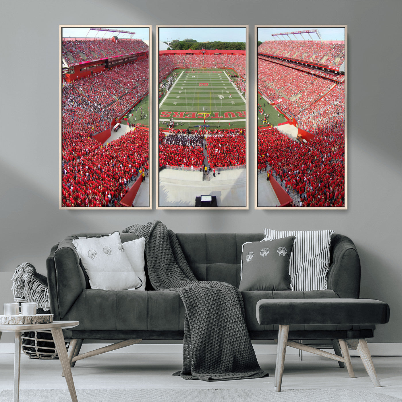 MGV-FC-48X32-3P - Rutgers Scarlet Knights Football Team Print - Piscataway SHI Stadium Wall Art Canvas Print