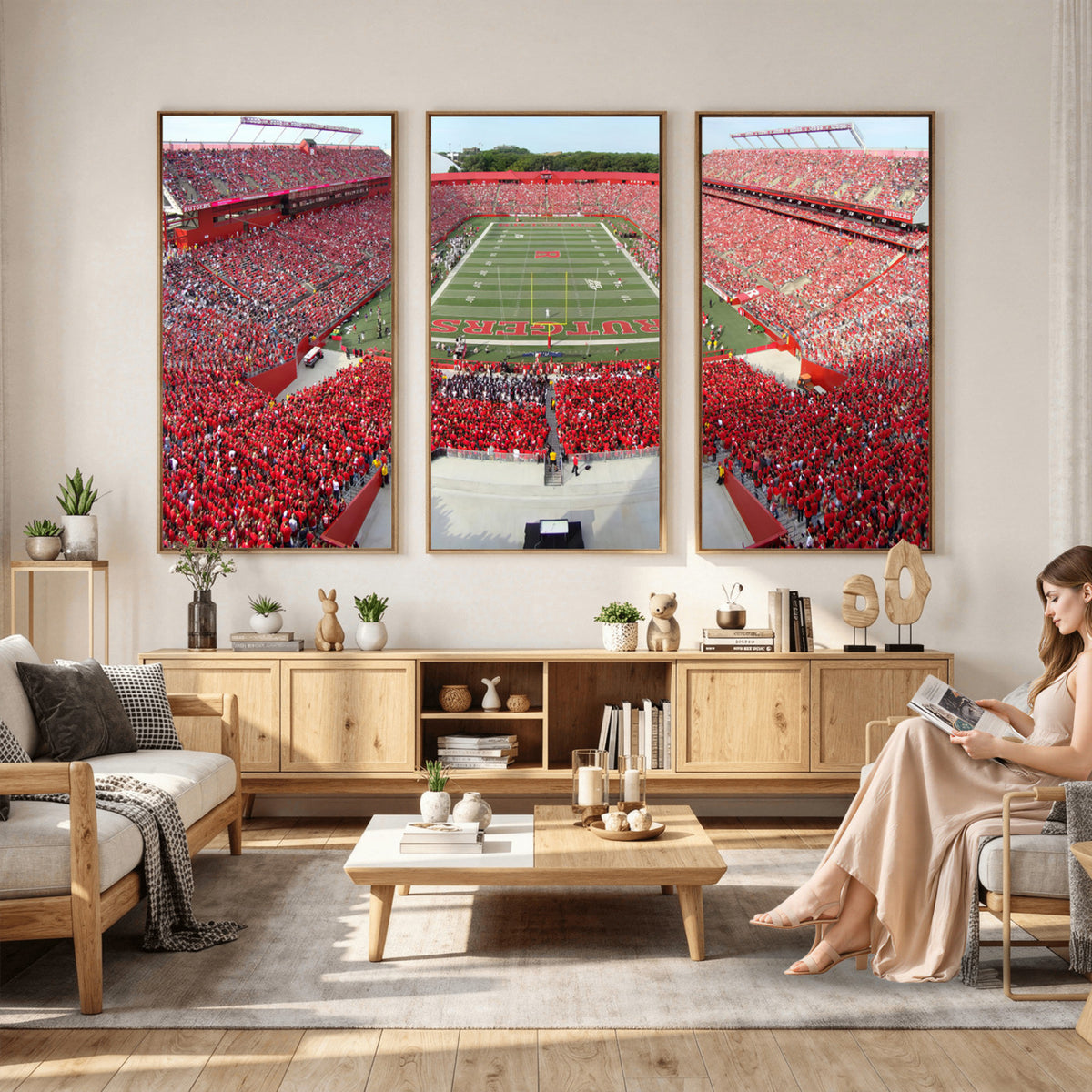 90818-PAN-FL-20X10 - Rutgers Scarlet Knights Football Team Print - Piscataway SHI Stadium Wall Art Canvas Print