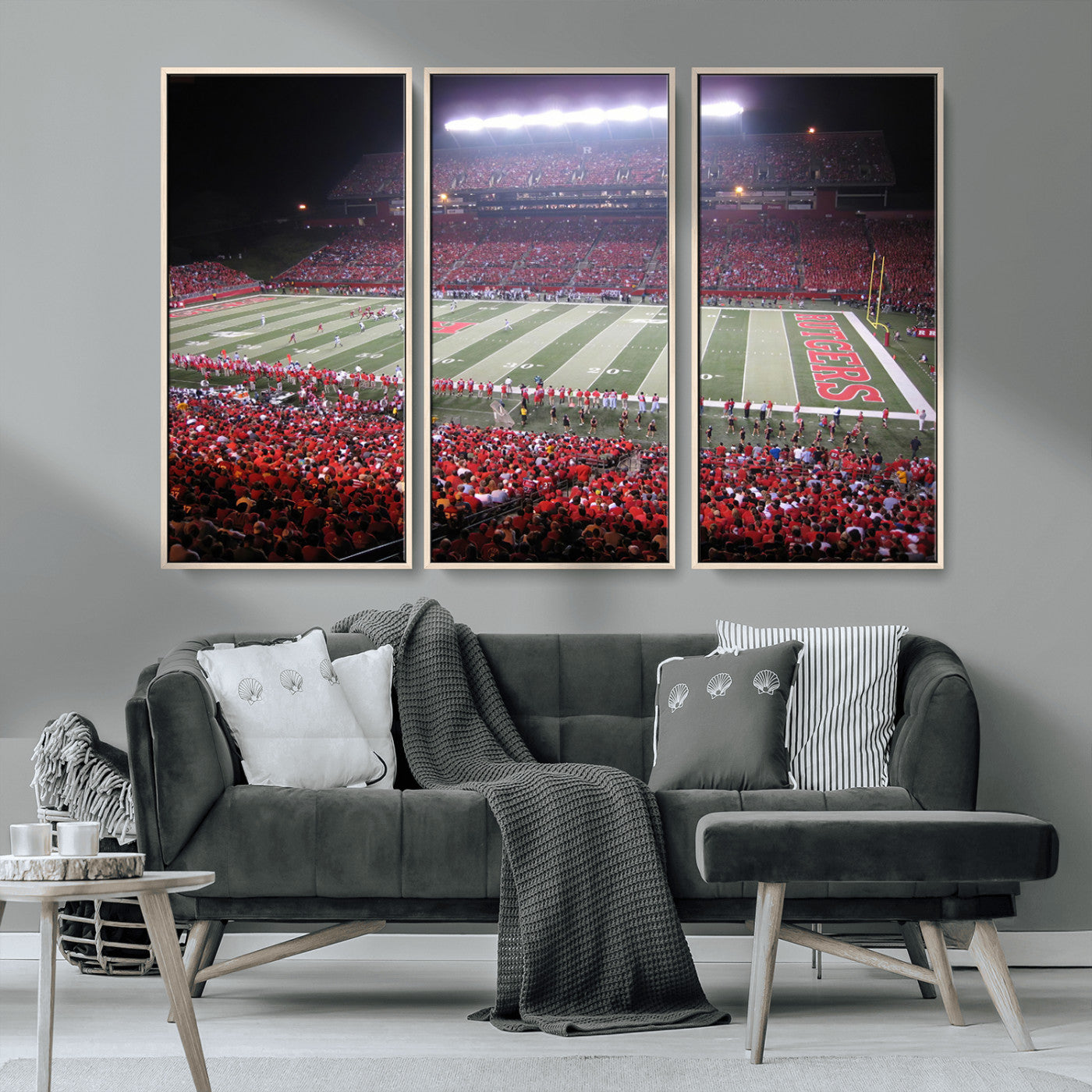 MGV-FC-48X32-3P - Rutgers University Scarlet Knights Football Team Print - Piscataway SHI Stadium Wall Art Canvas
