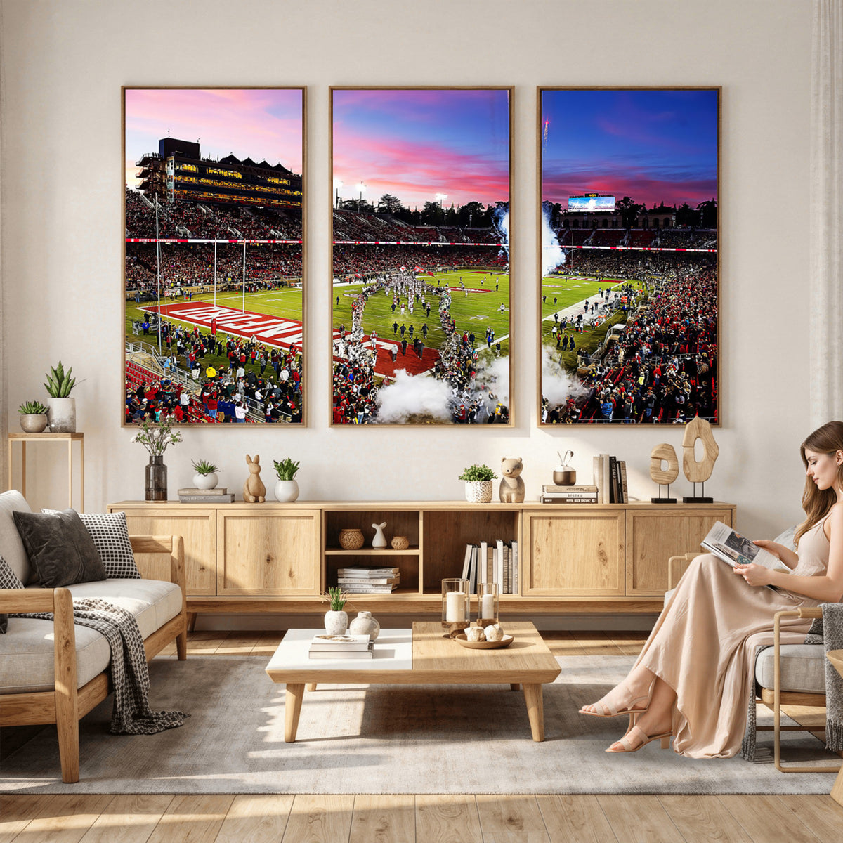 25557-PAN-FL-20X10 - Stanford University Cardinal Football Team Print - Stanford Stadium Wall Art Canvas Print