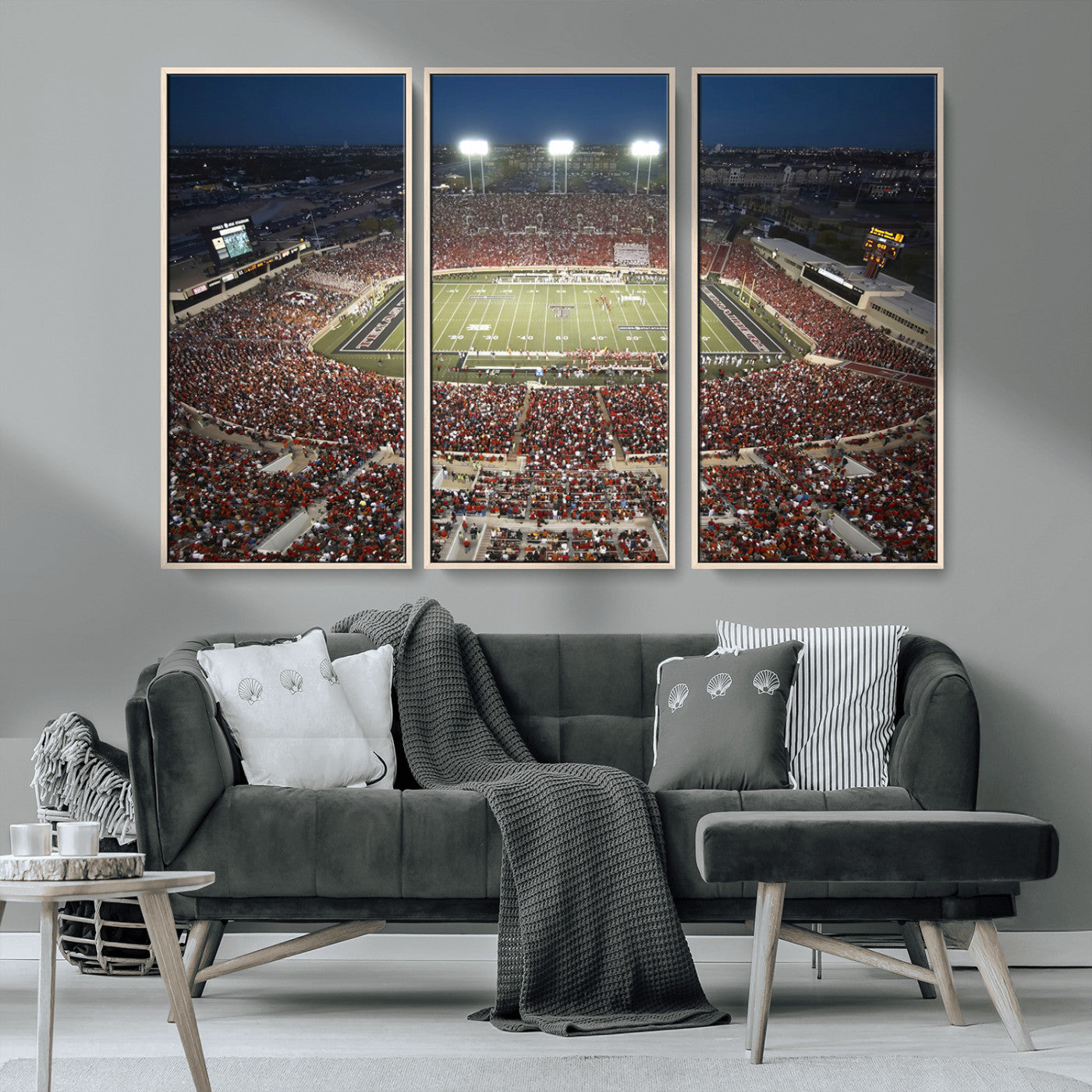 MGV-FC-48X32-3P - Texas Tech Red Raiders Football Team Print - Lubbock Jones AT&T Stadium Wall Art Canvas Print