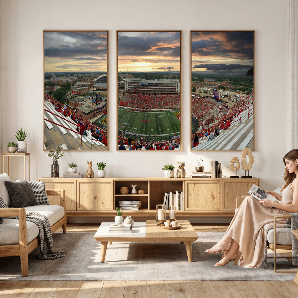 29993-PAN-FL-20X10 - University of Maryland Terrapins Football Team Print - College Park SECU Stadium Wall Art Canvas