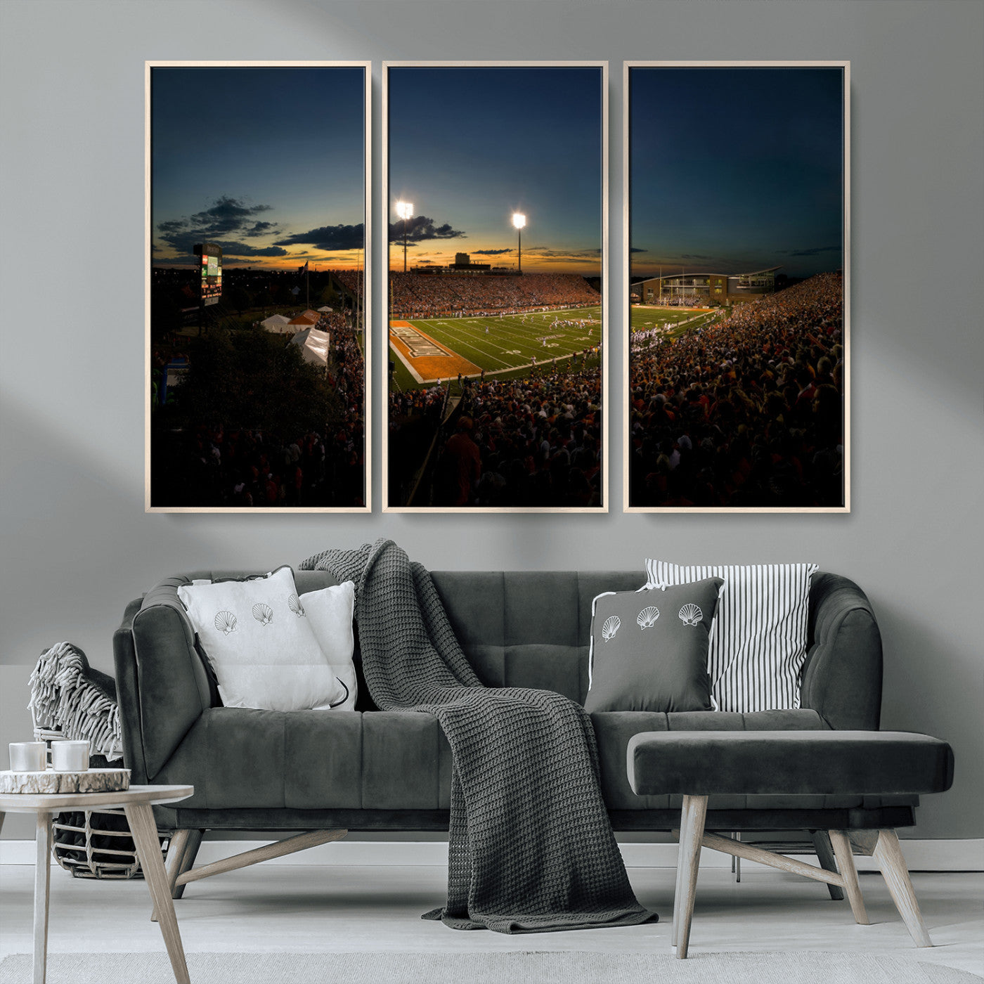 MGV-FC-48X32-3P - Ball State Cardinals Football Team Print - Muncie Scheumann Stadium Wall Art Canvas Print