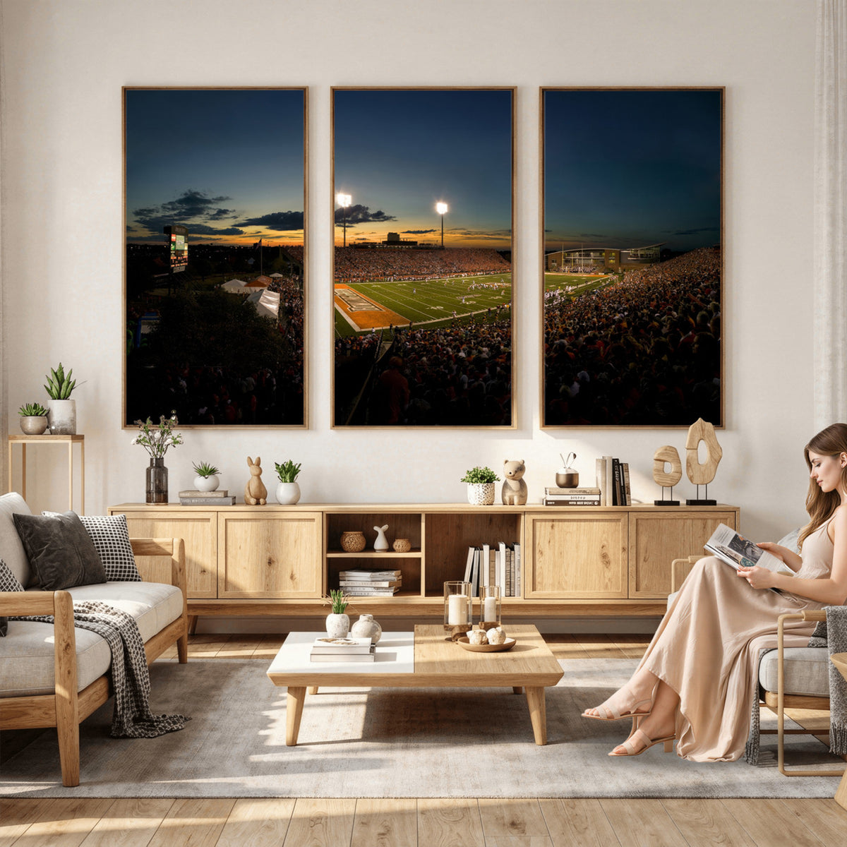 15980-PAN-FL-20X10 - Ball State Cardinals Football Team Print - Muncie Scheumann Stadium Wall Art Canvas Print
