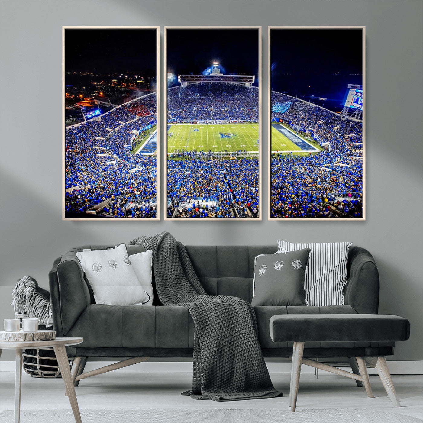 MGV-FC-48X32-3P - University of Memphis Tigers Football Team Print - Memphis Simmons Bank Liberty Stadium Wall Art