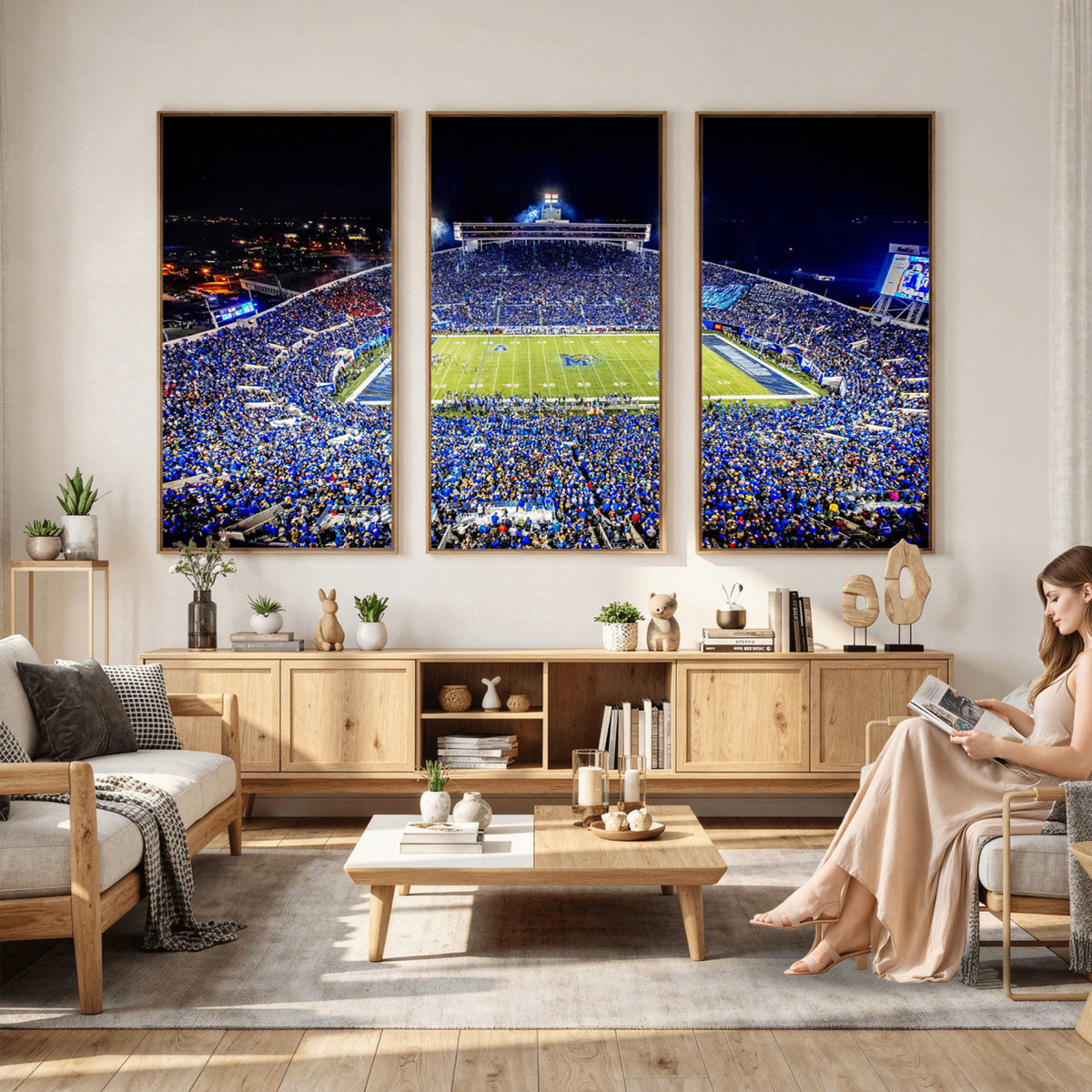 11665-PAN-FL-20X10 - University of Memphis Tigers Football Team Print - Memphis Simmons Bank Liberty Stadium Wall Art