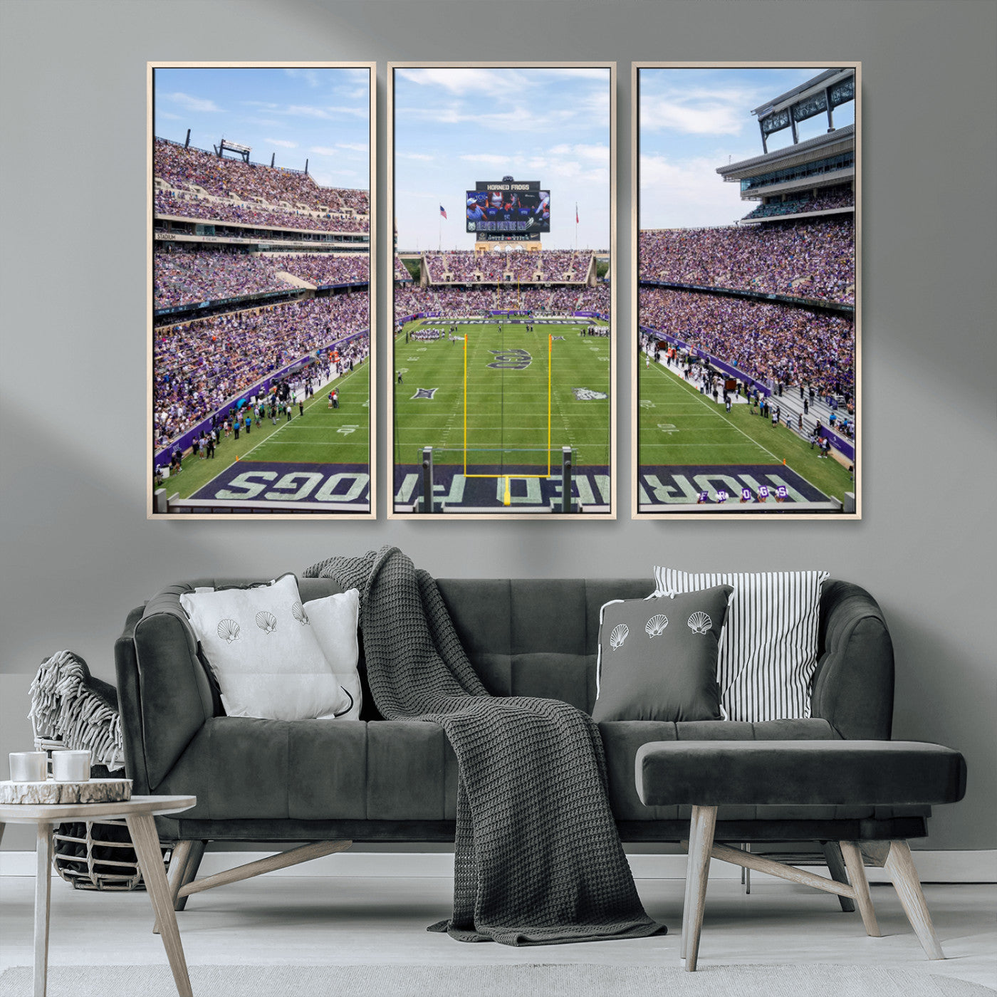 MGV-FC-48X32-3P - TCU Horned Frogs Football Team Print - Fort Worth Amon G. Carter Stadium Wall Art Canvas Print