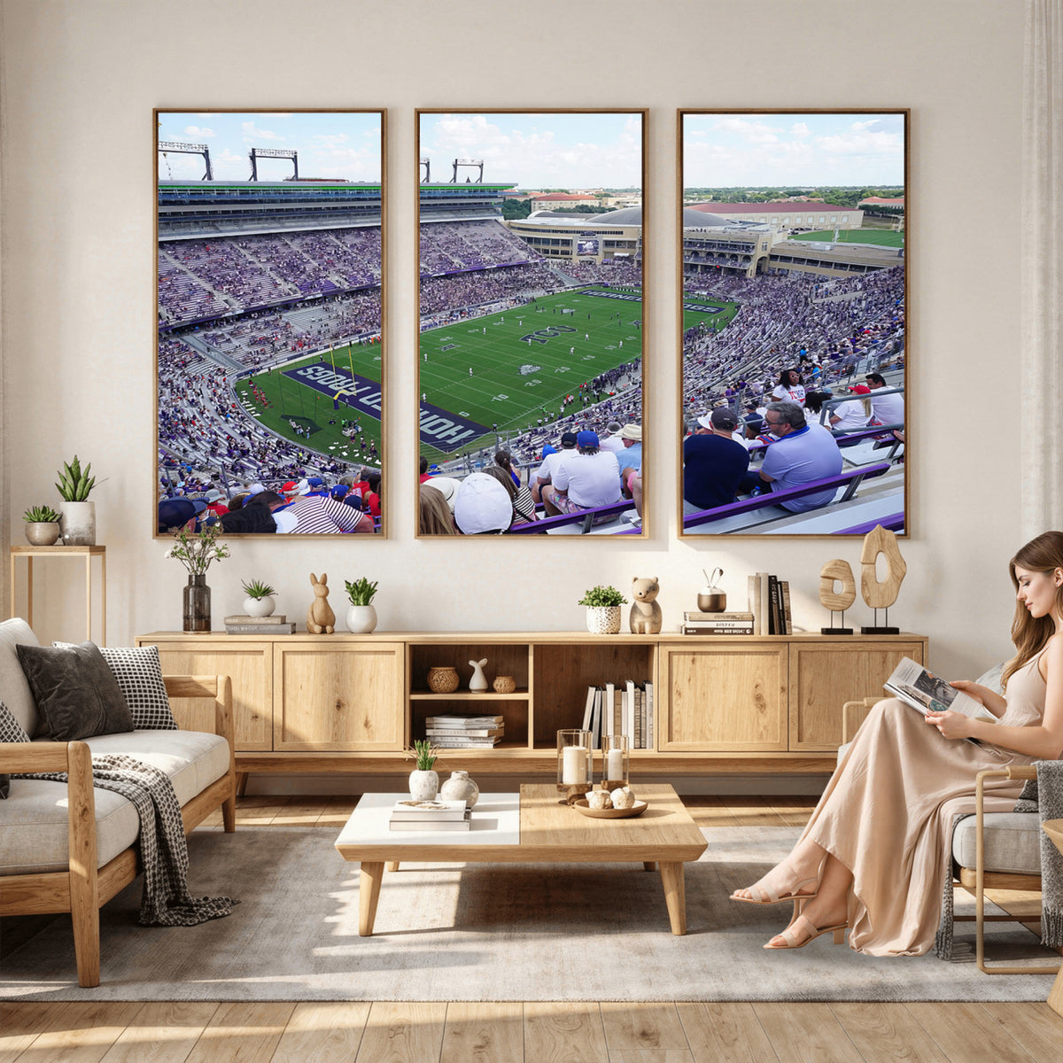 95139-MGV-CV-36X24 - The Texas Christian University TCU Horned Frogs Football Team Print, Fort Worth