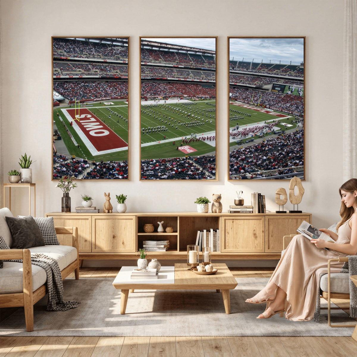 15310-PAN-FL-20X10 - The Temple University Owls Athletics Team Print - Philadelphia Lincoln Financial Field Stadium Wall