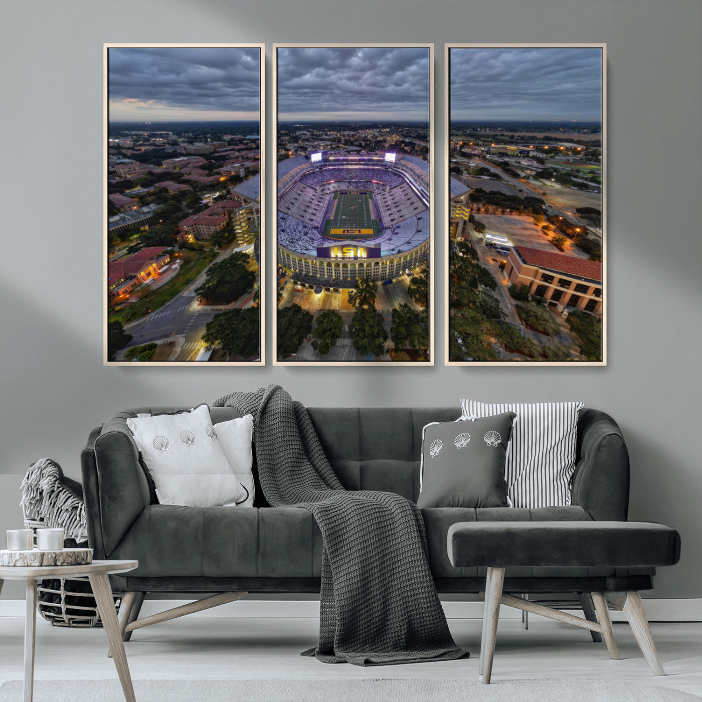 MGV-FC-48X32-3P - The Louisiana State University Tigers Football Team Print - Baton Rouge Tiger Stadium Wall Art