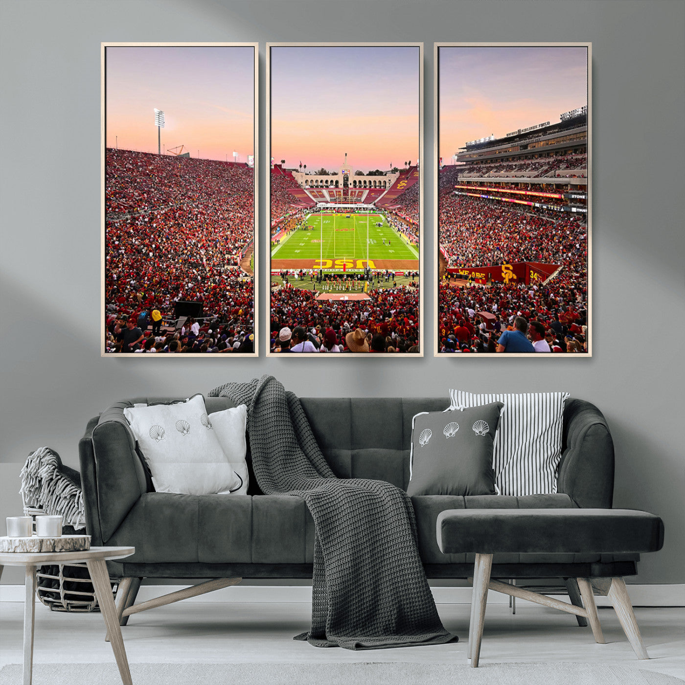 MGV-FC-48X32-3P - The University of Southern California USC Trojans Football Team Print - Los Angeles Memorial