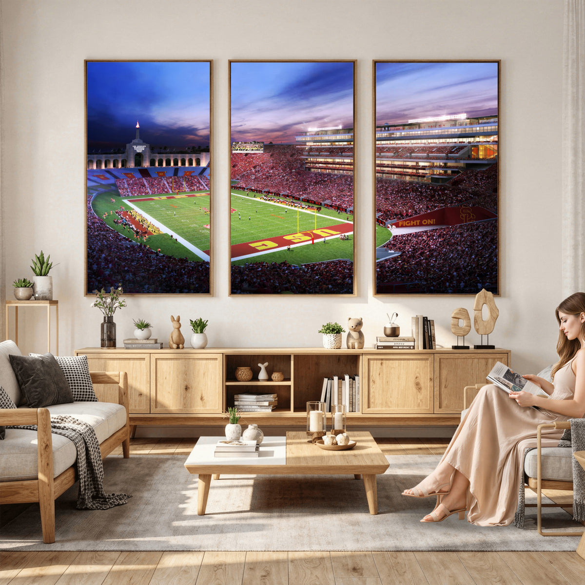 71879-MGV-CV-36X24 - The University of Southern California USC Trojans Football Team Print, Framed and Ready to Hang