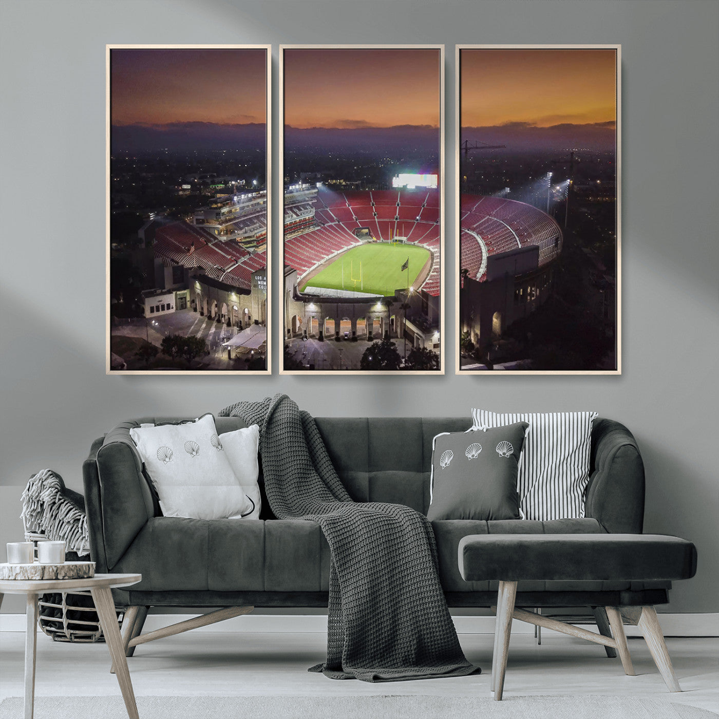 MGV-FC-48X32-3P - The University of Southern California USC Trojans Football Team Print - Los Angeles Memorial