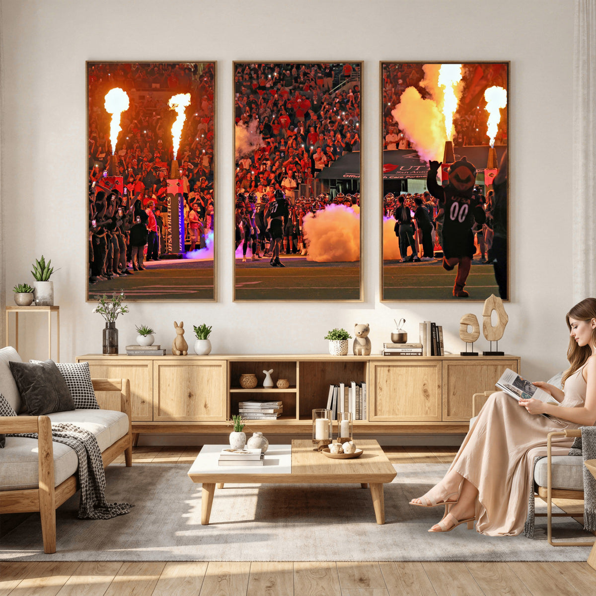 98664-MGV-CV-36X24 - The University of Texas at San Antonio Roadrunners Football Team Print, Extra Large Game Room Wall Decor
