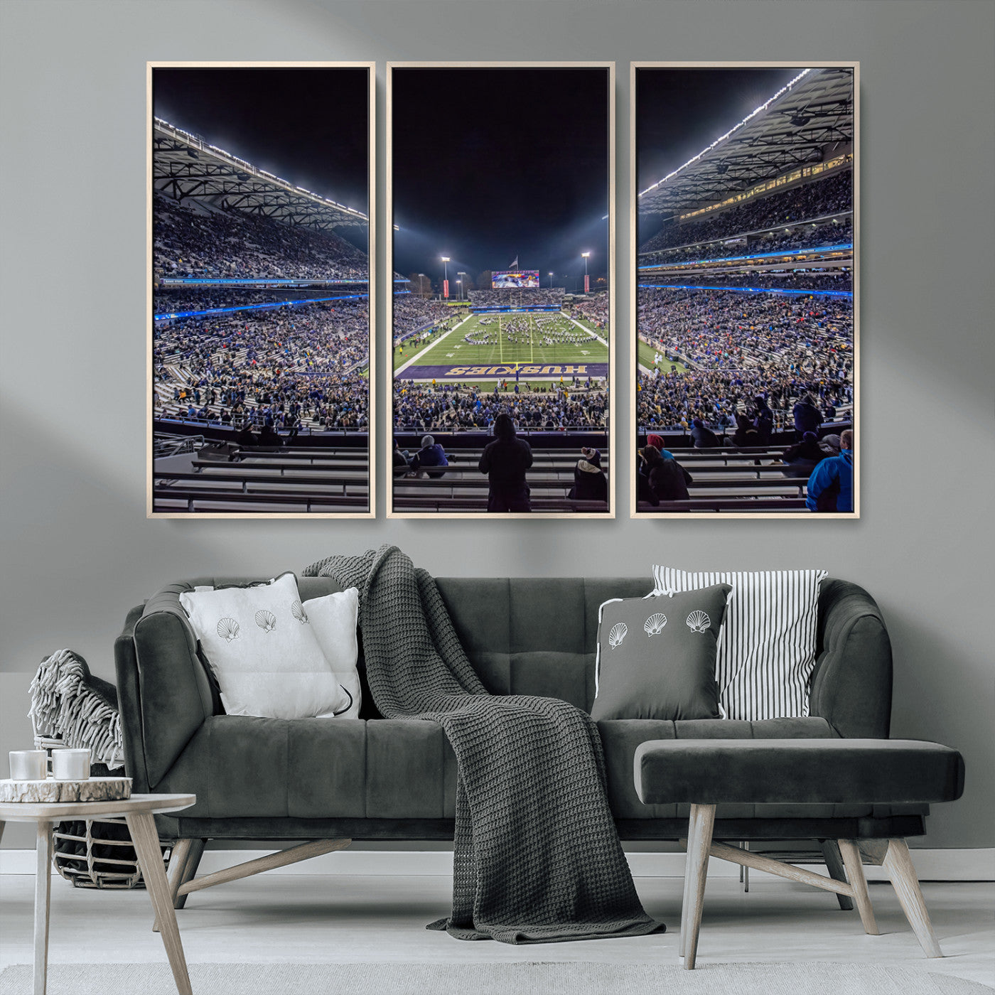 MGV-FC-48X32-3P - The University of Washington Huskies Football Team Print - Seattle Husky Stadium Wall Art Canvas