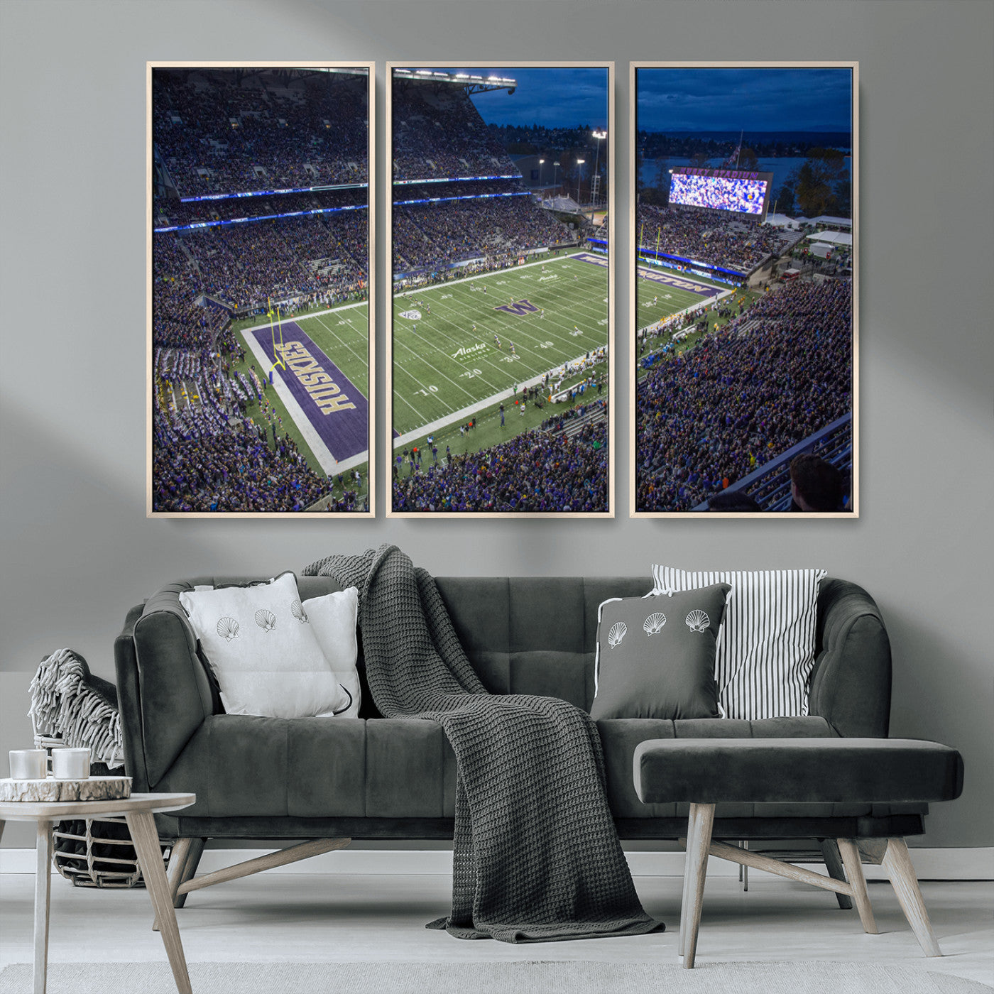 MGV-FC-48X32-3P - The University of Washington Huskies Football Team Print - Seattle Husky Stadium Wall Art Canvas
