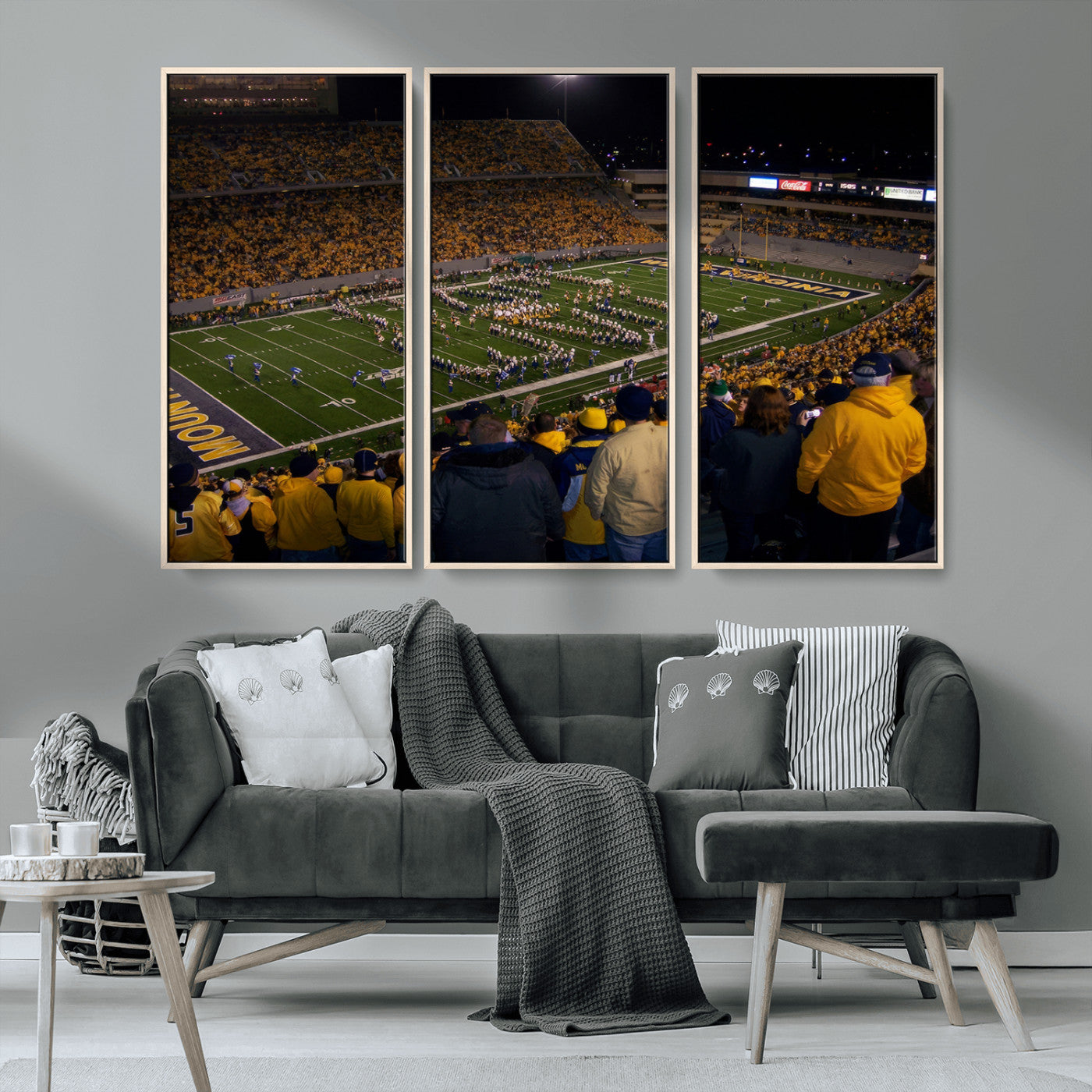 MGV-FC-48X32-3P - West Virginia Uni Mountaineers Football Team Print - Milan Puskar Stadium Canvas Print Wall Art,