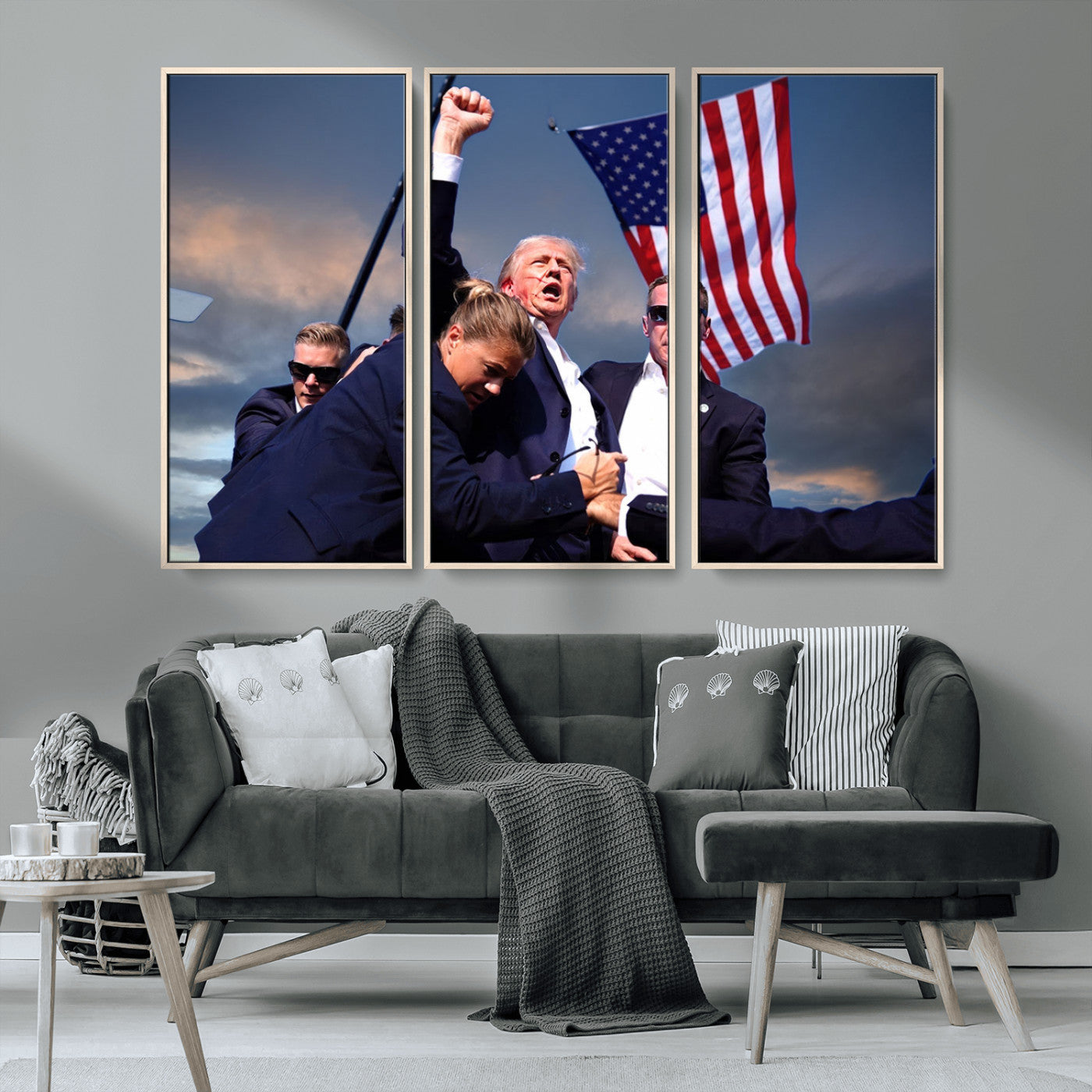 MGV-FC-48X32-3P - Donald Trump Assassination Attempt Wall Art Print, Trump Historic Footage - Iconic Reaction by Trump