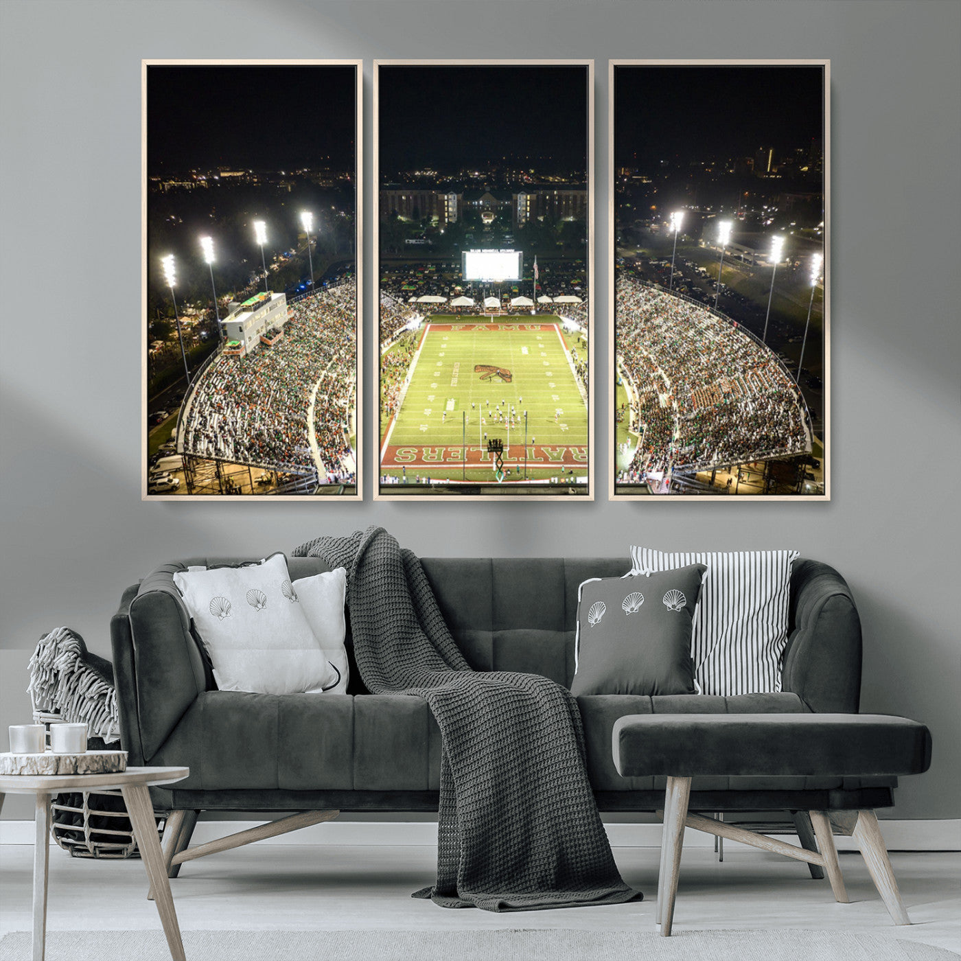 MGV-FC-48X32-3P - Florida A&M Rattlers Football Team Print - Tallahassee Bragg Memorial Stadium Wall Art Canvas Print