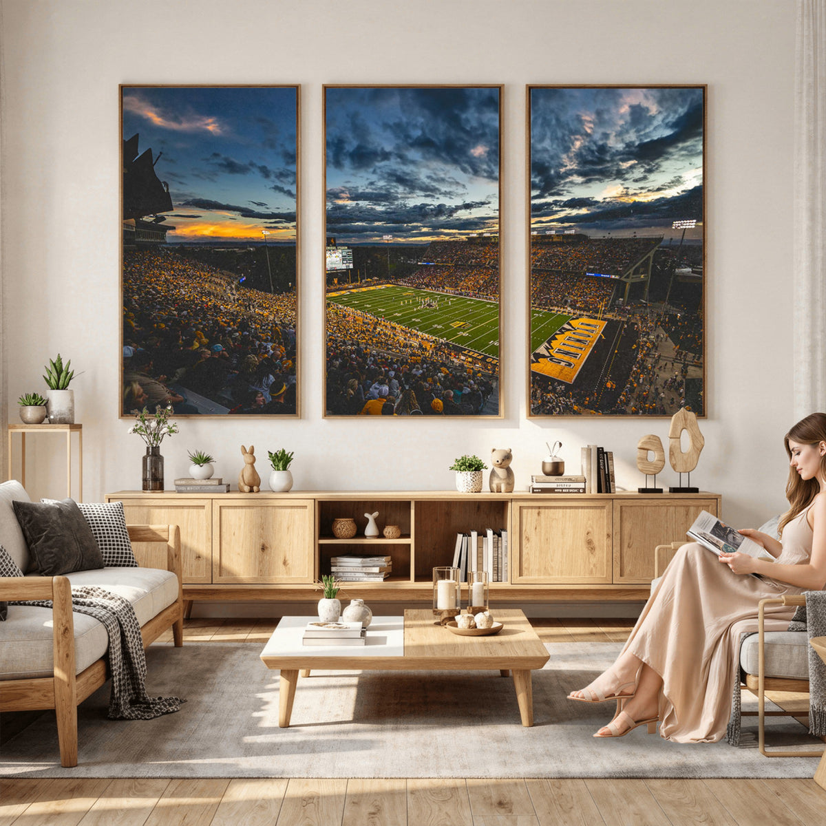 61020-MGV-CV-36X24 - University of Wyoming Cowboys Football Team Print, Laramie, Framed and Ready to Hang