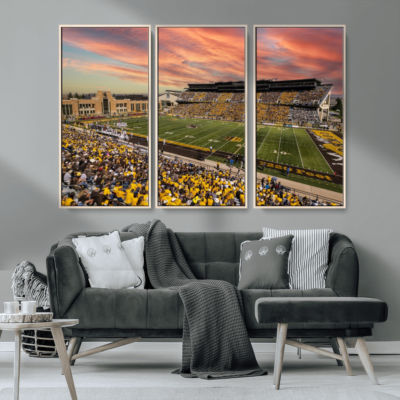 MGV-FC-48X32-3P - University of Wyoming Cowboys Football Team Print - Laramie Jonah Field War Memorial Stadium Wall
