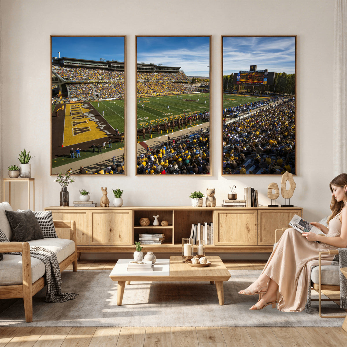 89846-MGV-CV-36X24 - University of Wyoming Cowboys Football Team Print, Laramie, Man Cave Wall Decor