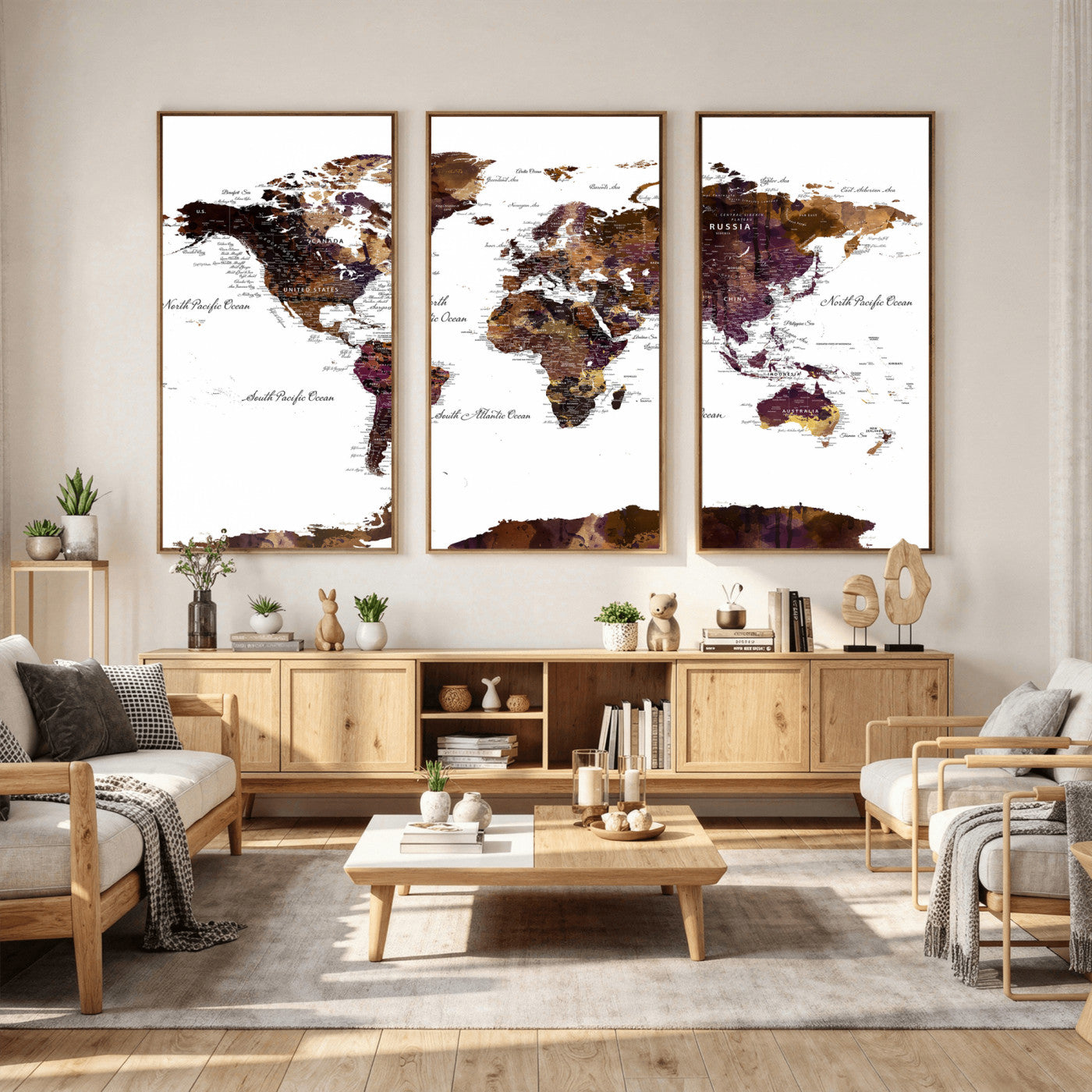 50611-MGV-CV-36X24 - Push Pin World Map Canvas Print – Framed Wall Art for Couples to Track Their Travels – Anniversary