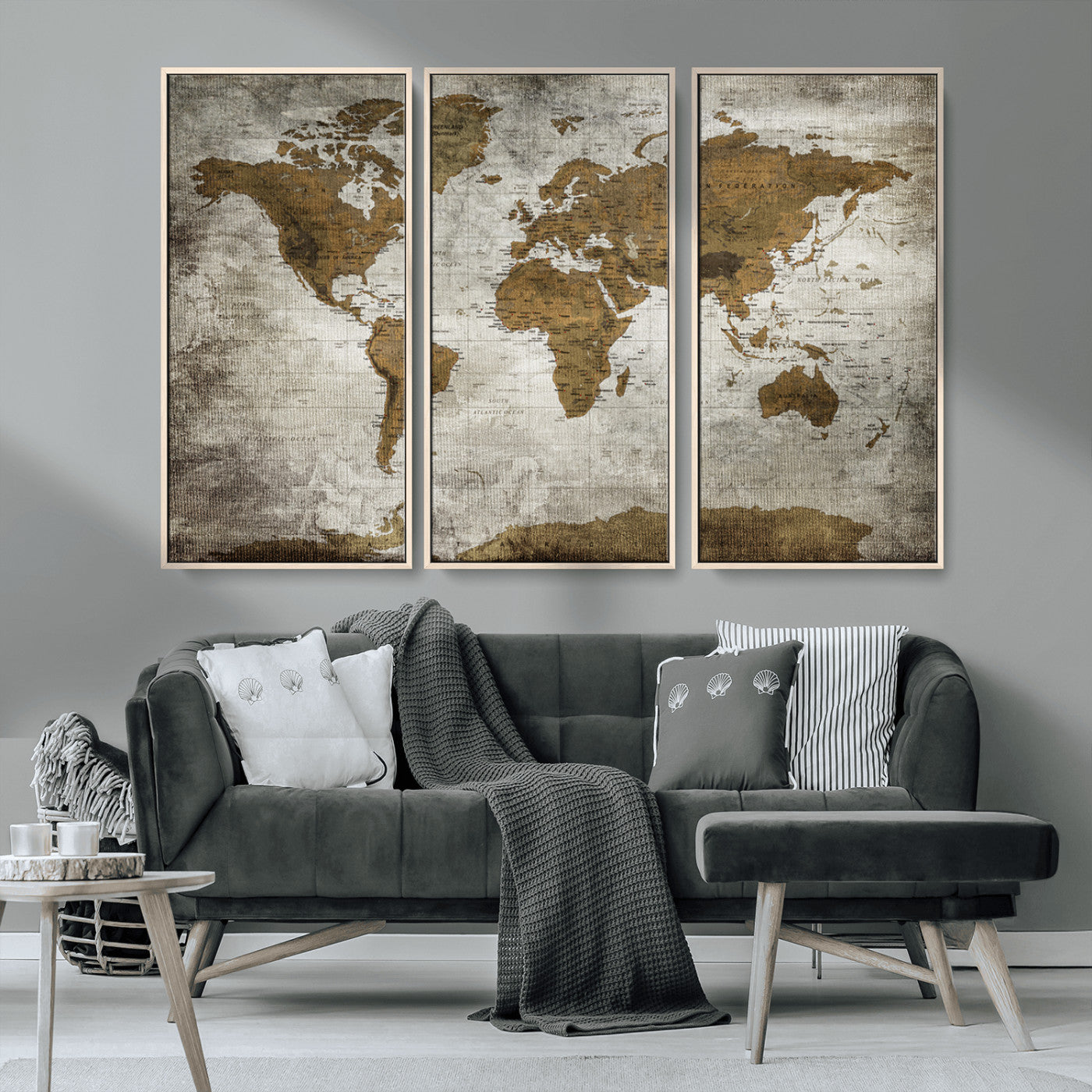 MGV-FC-48X32-3P - Push Pin World Map Canvas Print – Framed Wall Art for Couples to Track Their Travels – Anniversary