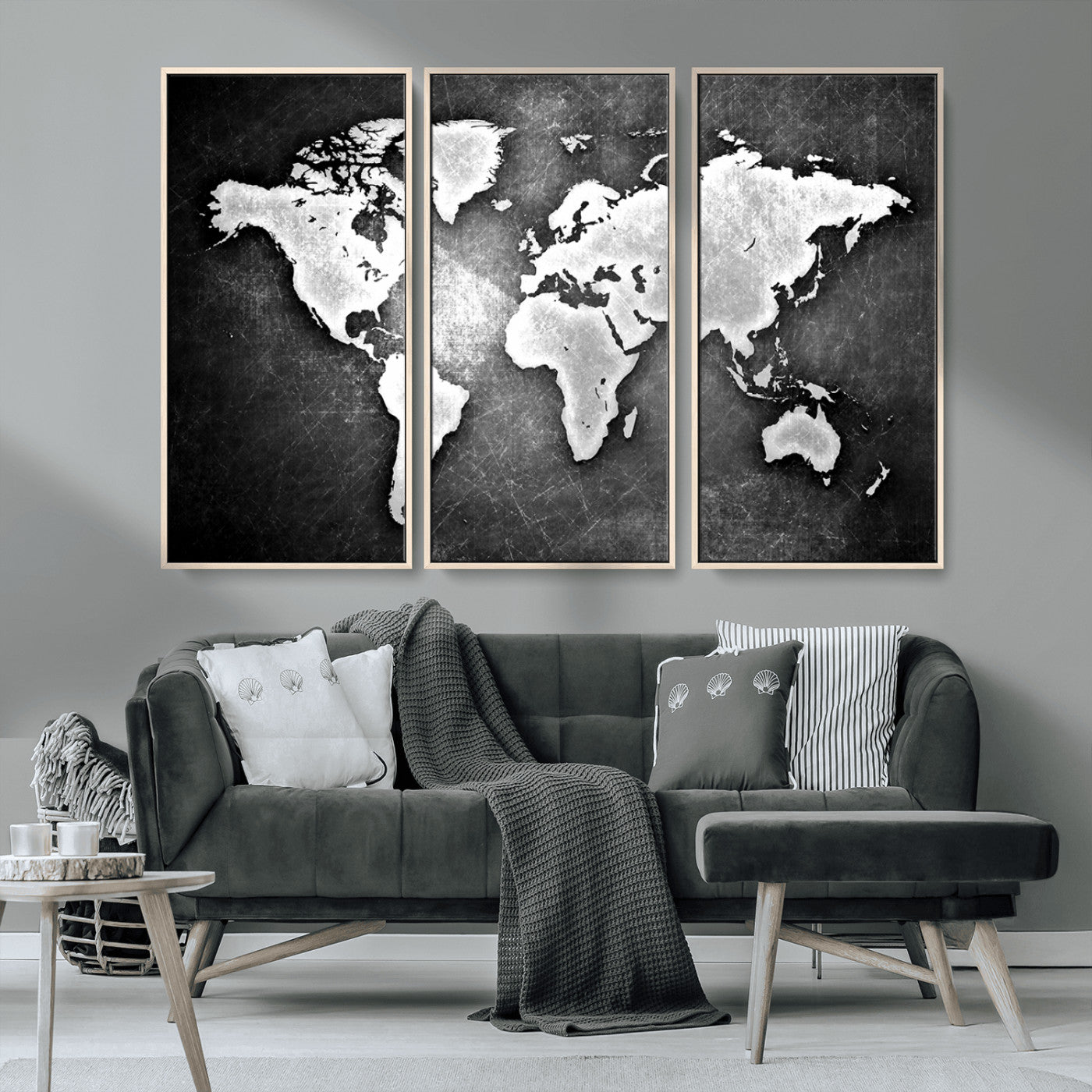 MGV-FC-48X32-3P - World Map Wall Art Canvas Print – Framed Wall Art for Anniversary Gift or Home Adventure Decor