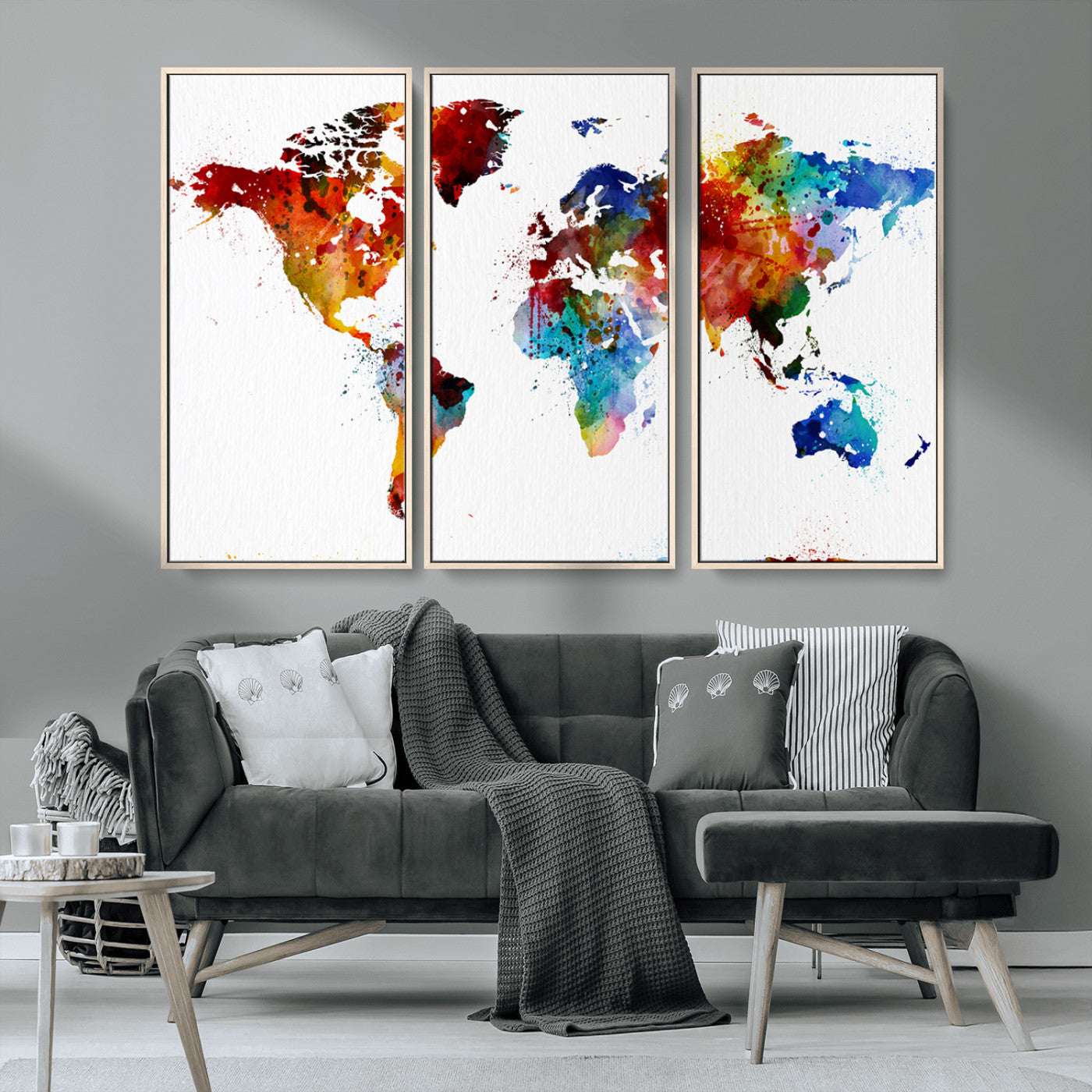 MGV-FC-48X32-3P - Push Pin World Map Canvas Print – Framed Wall Art for Couples to Track Their Travels – Anniversary