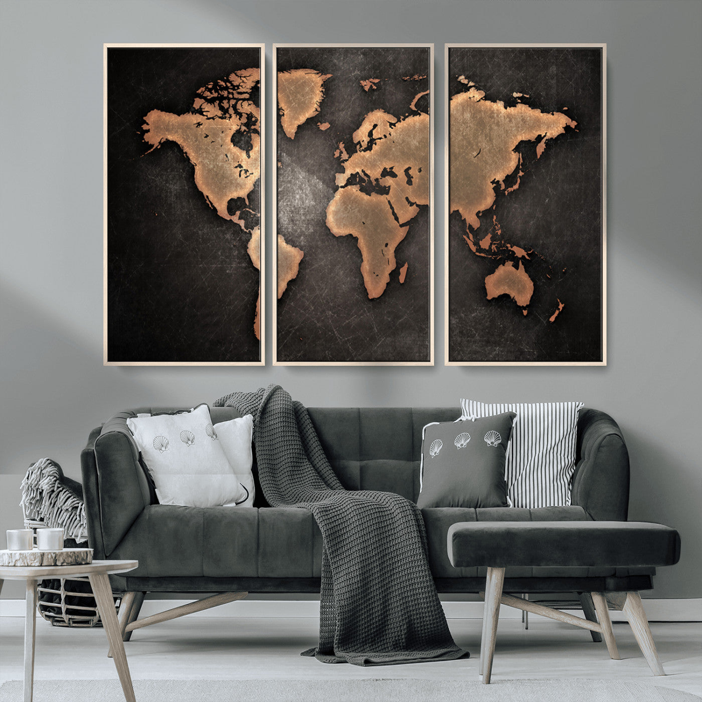 MGV-FC-48X32-3P - Push Pin World Map Canvas Print – Framed Wall Art for Couples to Track Their Travels – Anniversary