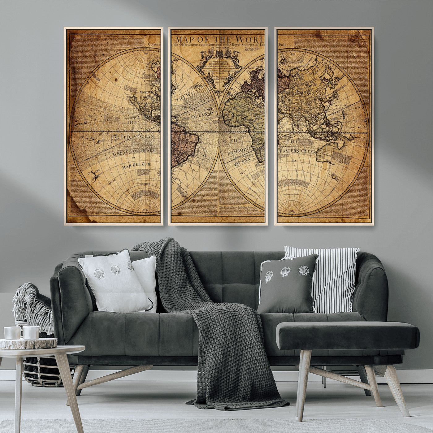 MGV-FC-48X32-3P - Push Pin World Map Canvas Print – Framed Wall Art for Couples to Track Their Travels – Anniversary
