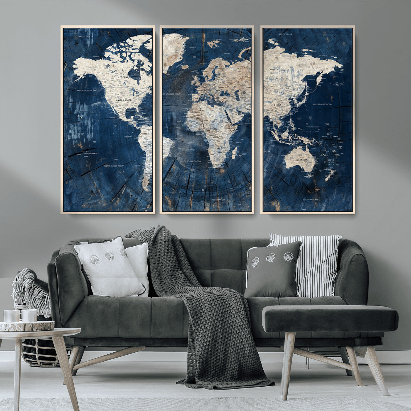 MGV-FC-48X32-3P - Push Pin World Map Canvas Print – Framed Wall Art for Couples to Track Their Travels – Anniversary