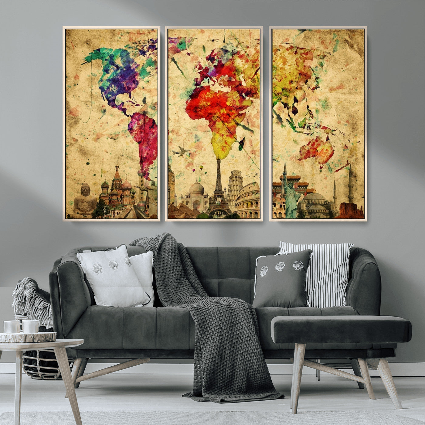 MGV-FC-48X32-3P - Colorful World Map Wall Art World Map Canvas Print