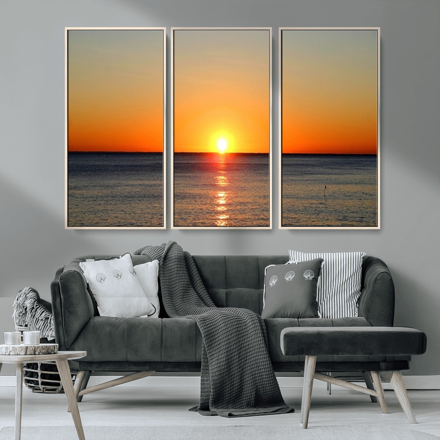 54676-MGV-CV-36X24-Golden Horizon Sunset Over Ocean Wall Art Canvas Print – Tropical Beach Canvas Wall Art – Giclee