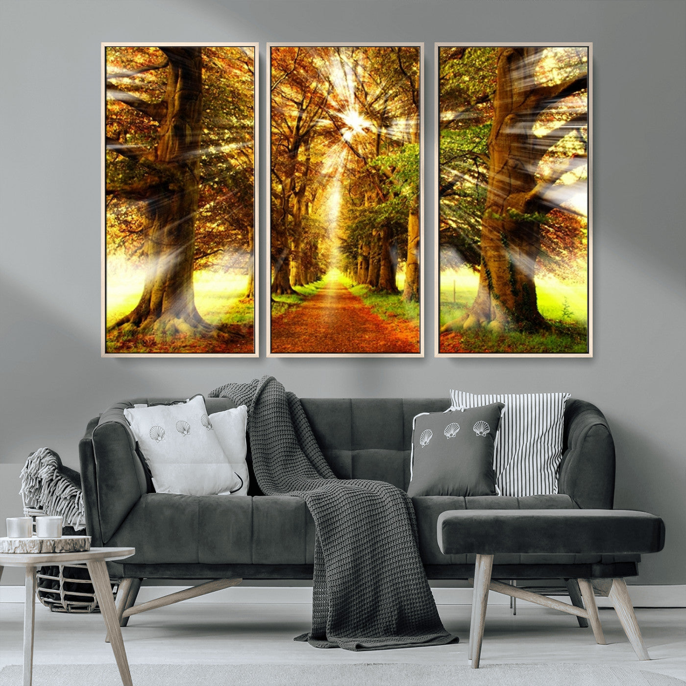 MGV-FC-48X32-3P - Sunshine in Forest and Trees Wall Art Canvas Print