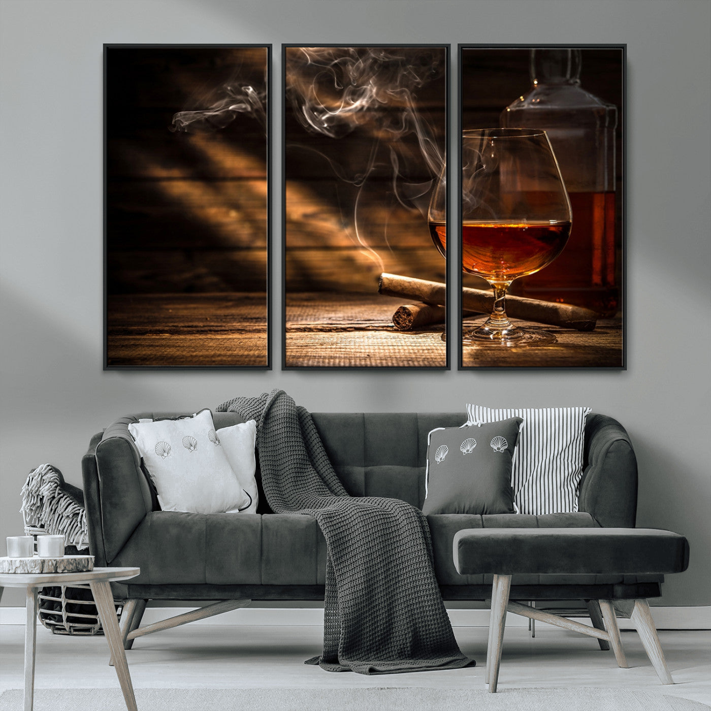 MGV-FC-48X32-3P - Whiskey and Cigar Wall Art Canvas Print