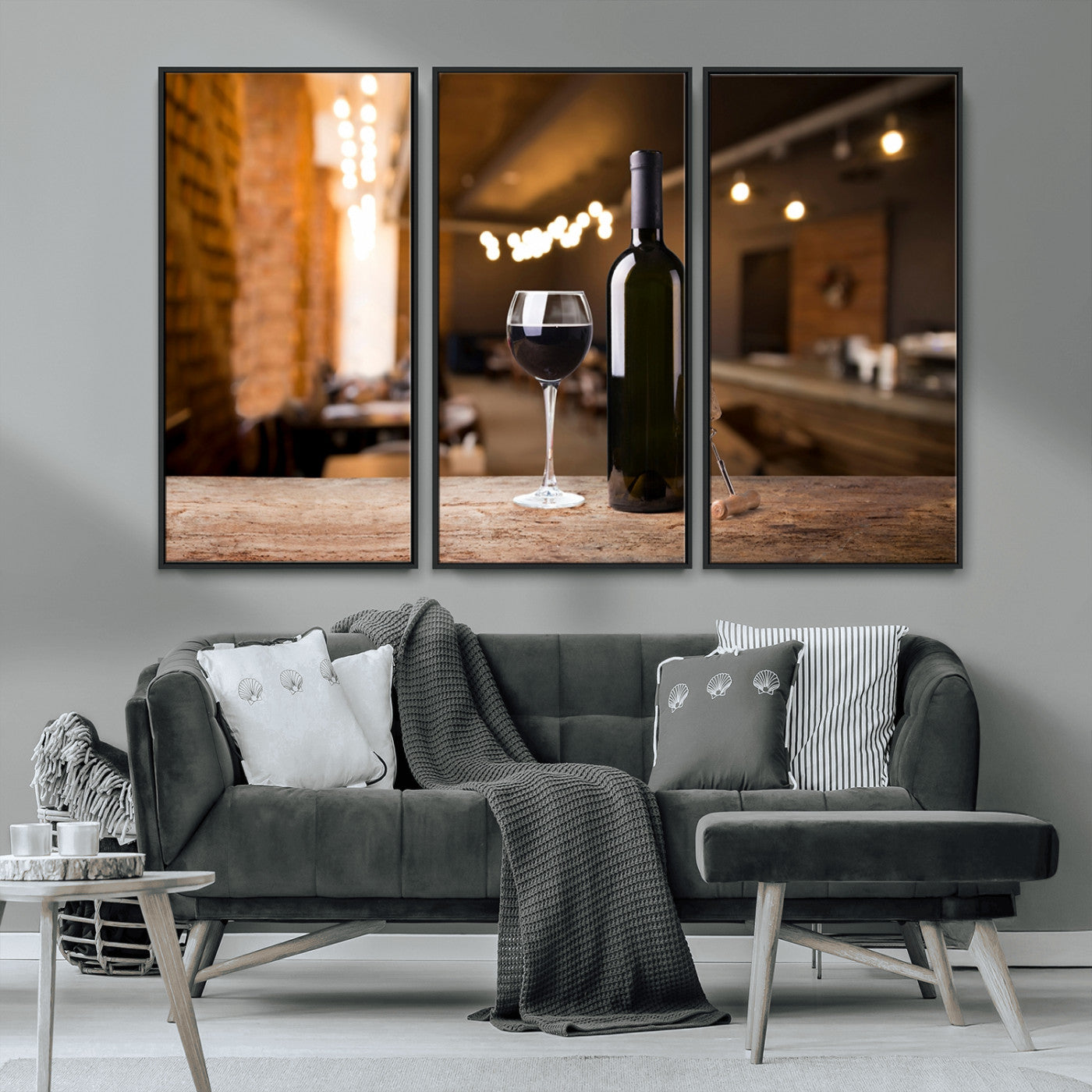 MGV-FC-48X32-3P - Wine and Bottle Wall Art Canvas Print