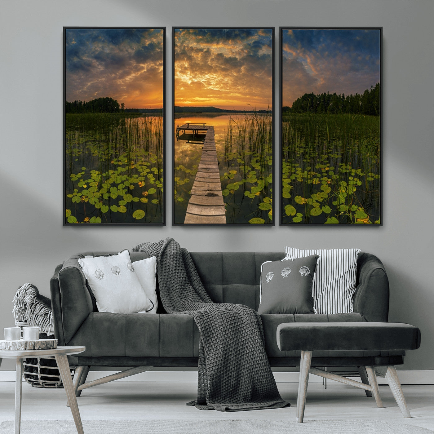MGV-FC-48X32-3P - Lake and Flower Wall Art Canvas Print