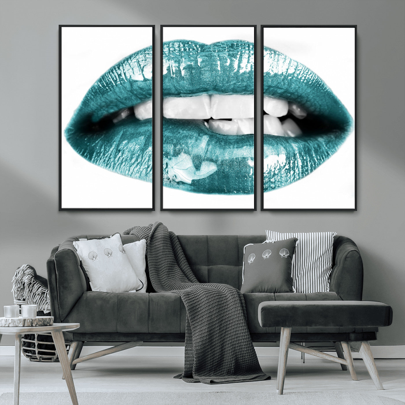 MGV-FC-48X32-3P - Blue Lips Wall Art Canvas Print