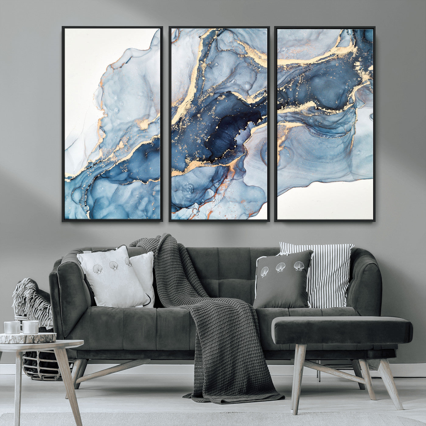 33782-MGV-CV-36X24-Abstract Art Print - Blue Abstract Canvas Wall Art Print Abstract Art Fluid Effect Marble Wall Art