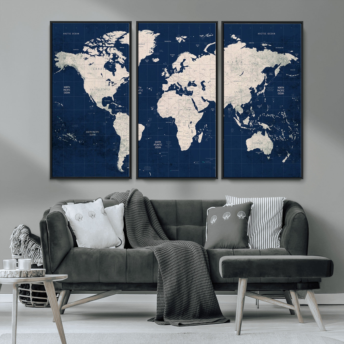 17866-MGV-CV-36X24-Push Pin World Map Canvas Print – Framed Wall Art for Couples to Track Their Travels – Anniversary
