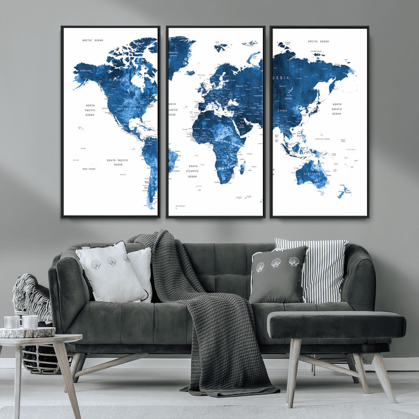 MGV-FC-48X32-3P - Push Pin World Map Canvas Print – Framed Wall Art for Couples to Track Their Travels – Anniversary